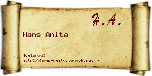Hans Anita névjegykártya