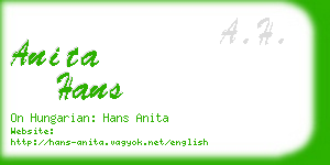 anita hans business card